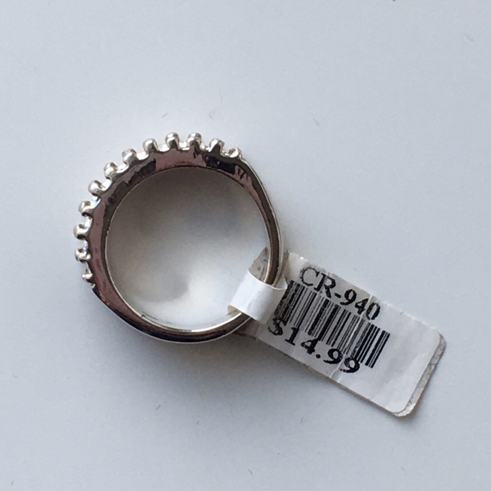 Triple Band Pave Diamond Like Crystal Band Ring - Picture 3 of 4